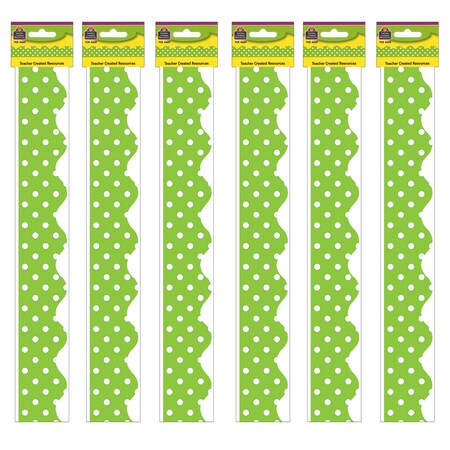 Teacher Created Resources Lime Mini Polka Dots Border Trim, 35 Feet/Pack, PK6 TCR4669